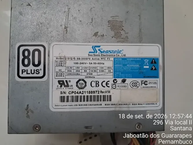 Fonte Seasonic SS-300SFE 300W 80 PLUS SFX - PFC Ativo