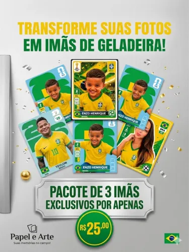 Imãs de Geladeira Personalizados - Tema Copa 2026 (Sua Foto!)