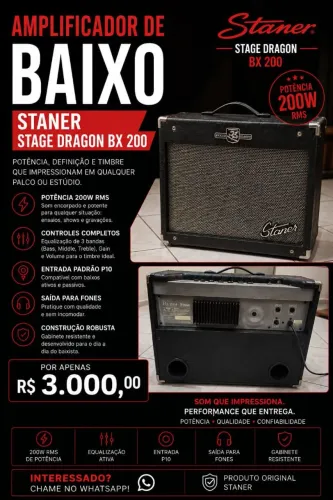 Amplificador de baixo- Staner Dragões BX-200