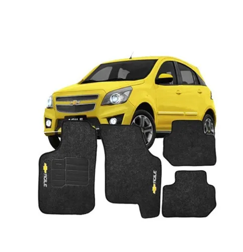 Jogo 4 pcs Tapete Chevrolet agile Preto com Logo edwewew