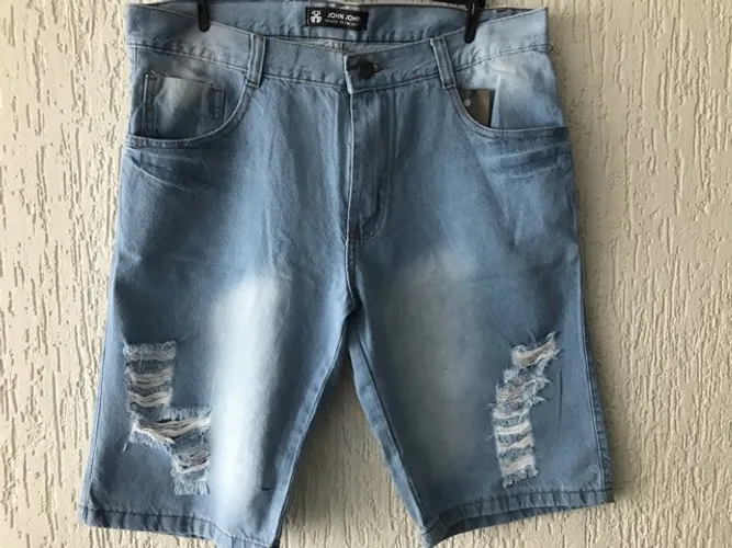 Bermuda jeans masculina short com elastano 