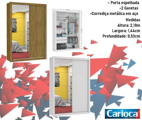 Quarto Roupeiro solteiro com espelho 