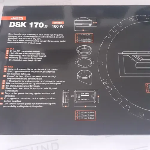 Kit 2 vias. HERTZ. DSK 170.3. Italiano. 6". 160RMS. Garantia. Novo. Instalado. 