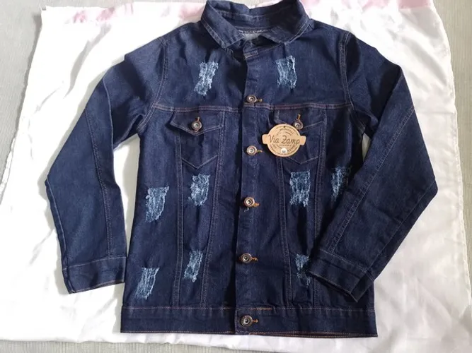jaqueta feminina jeans via zamp - tamanho m