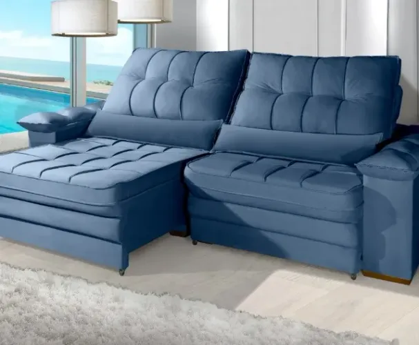 Sofá 2,20m Retrátil e Reclinável Super Lindo Fazemos Entrega