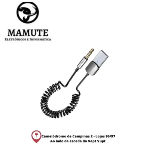 Adaptador Bluetooth 5.0 Automotivo Usb P2 Espiral