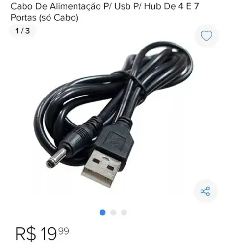 Cabo de alimentação usb para HUB de 4 e 7 portas