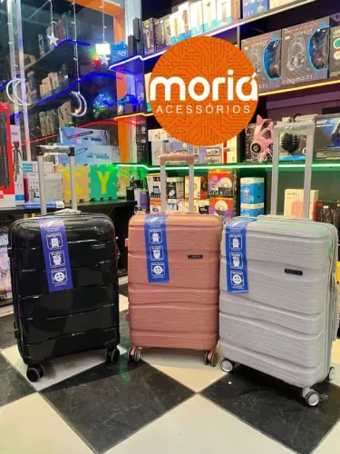 Malas de Viagem 23kg Preta, Rosa e Cinza com Cadeado Embutido 