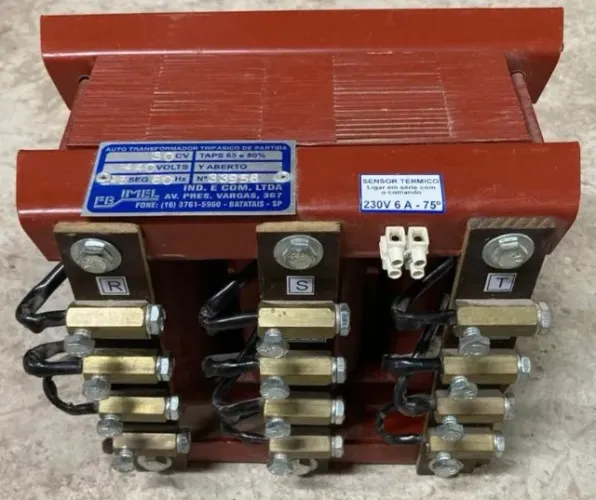 Auto transformador de partida, trifásico, taps de 65 e 80%, térmico de 75°, 30 CV, 440 V