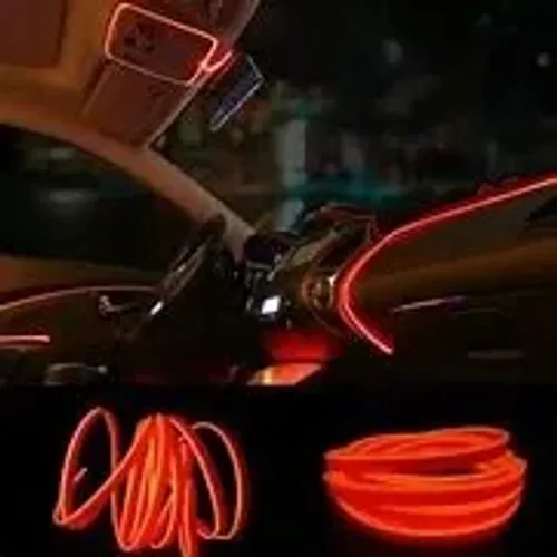 Fita LED Automotiva Luz Neon Interna Vermelho Painel e Portas Carro Tunning 5 metros