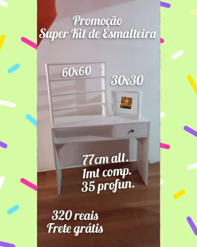 Super Kit de Esmalteira com Prateleira e Gaveta - Promoção!
