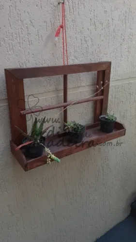 Floreira de madeira tipo janelinha suporte para flores jardim sku5