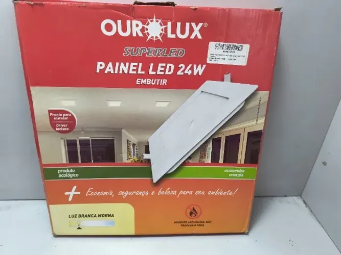 Lote 12 SuperLed Painel Led 24W Embutir Ouro Lux Quadrado 2700k