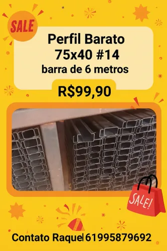 Construa com qualidade e preço baixo = Perfil Enr. 6 mts 75x40 barra a vista R$99,90