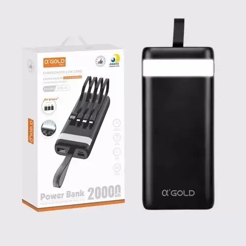 Power Bank 20000 mAh com 4 Saídas - ?' GOLD
