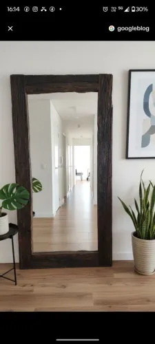 Espelho Decorativo Sob Encomenda 1,80x1m - Moldura Rústica em Madeira - Exclusivo!