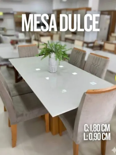 Mesa Dulce 1.80m + 06 cadeiras Zoe