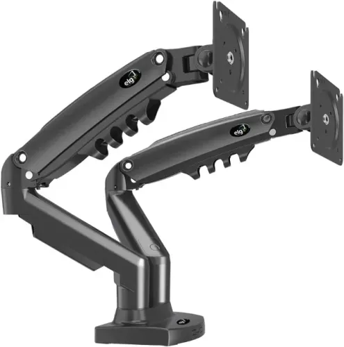 ELG, F160N, Suporte Articulado de Mesa com Pistão a Gás e Ajuste de Altura, 2 Monitores de