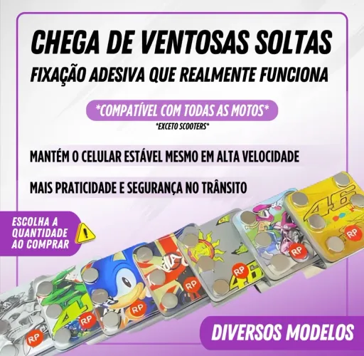 SUPORTE CELULAR MAGNÉTICO 6 IMÃ PARA MOTO