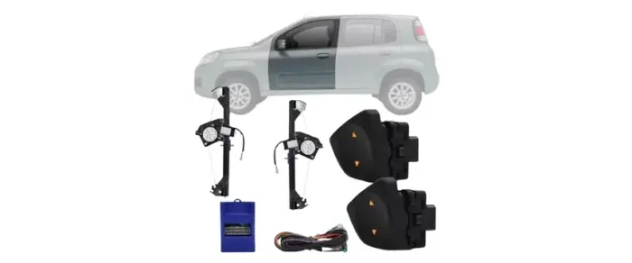 Kit Vidro Elétrico para Portas Dianteiras Modelo Fiat Uno Vivace 2012 - 2019 4 Portas