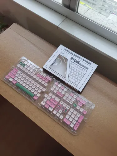 Keycaps estilo pudding para teclados mecânicos rosa e verde