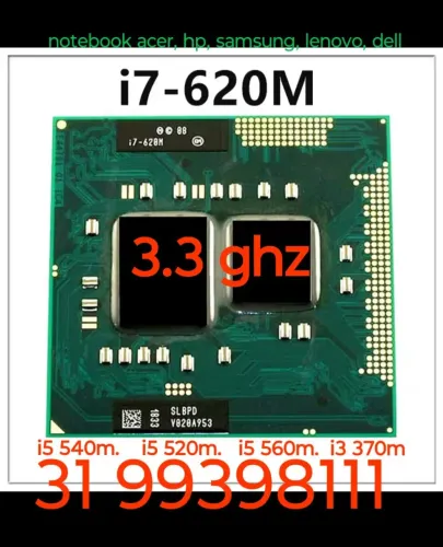 Processador Intel Core i7-620M 3.3Ghz p notebook samsung, acer, dell socket 998 - 