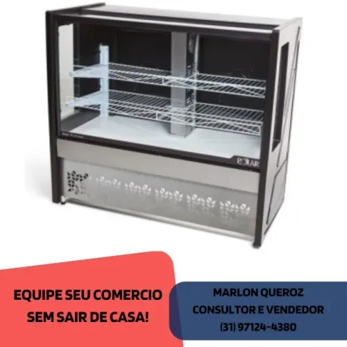 Balcão Torta Polar 1,25 / 1,75M Preto Platinum PVRT 220v Novo