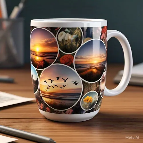 Caneca personalizada com fotos e paisagens