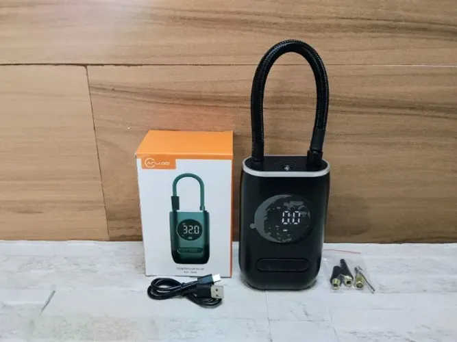 Compressor de Ar Portátil Recarregável Digital USB Calibrador Pneu