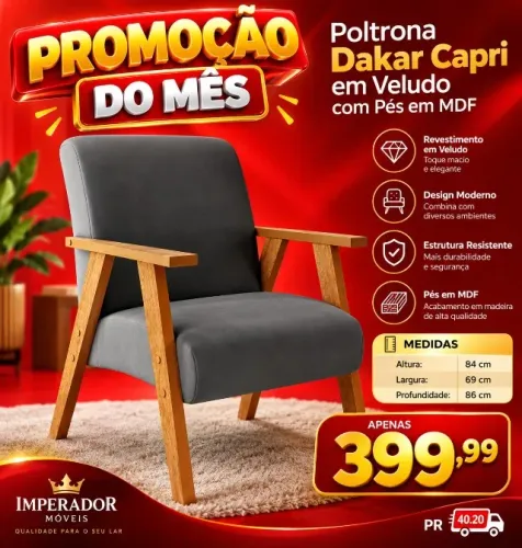 Poltrona em veludo (Pague na entrega)