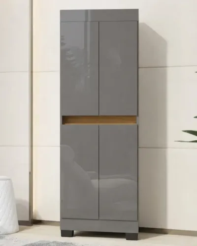 Armário ultilitario 4 portas cinza mel