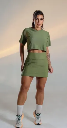 Conjunto short saia e cropped fitnes
