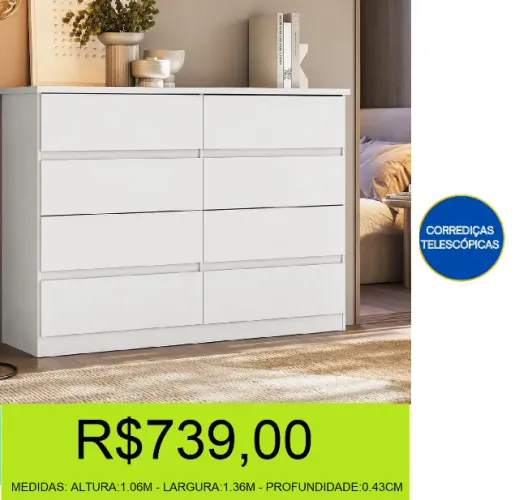 comoda - roma - 8 gavetas - compre e retire hoje mesmo 