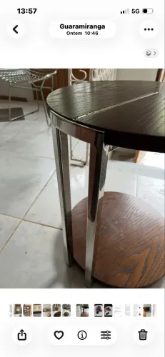 Mesinha lateral madeira com inox
