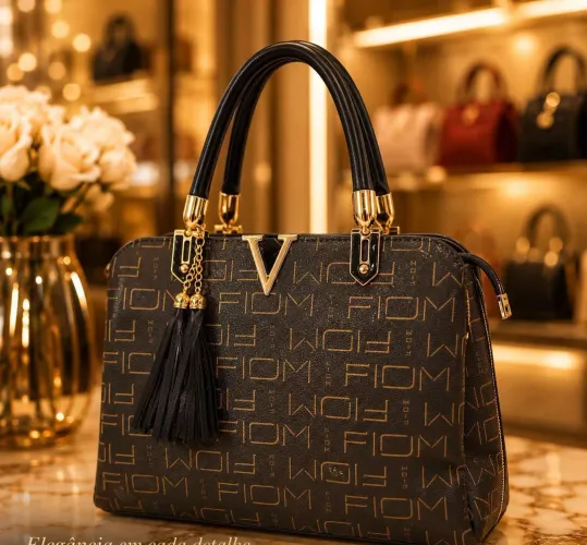 Bolsa feminina com acabamento sofisticado e estampa clássica material resistente
