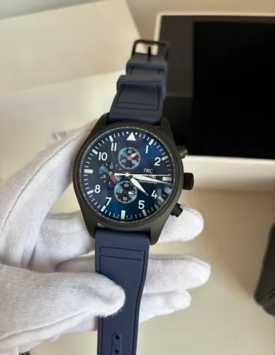 Relógio IWC Pilot Chronograph Azul 43mm Linha Prem AAA+ Vidro Safira
