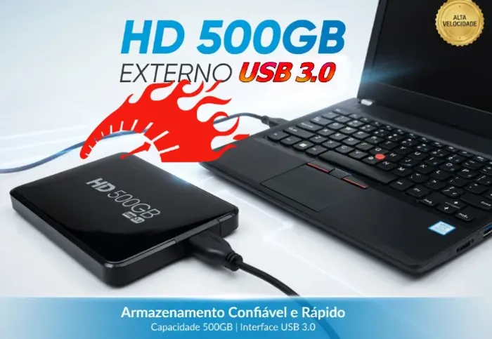 HD Externo 500GB USB 3.0 para PC, Notebook, DVR, PS2, PS3, PS4 XBox