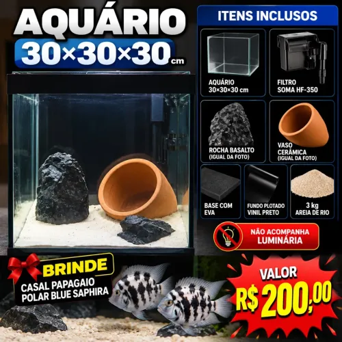 Aquário cubo 27 litros
