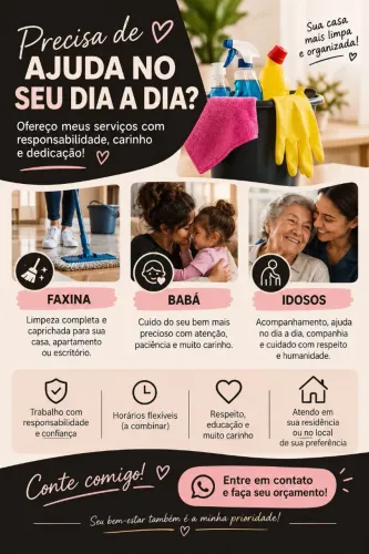 Faxinas, cuidadora de idosos