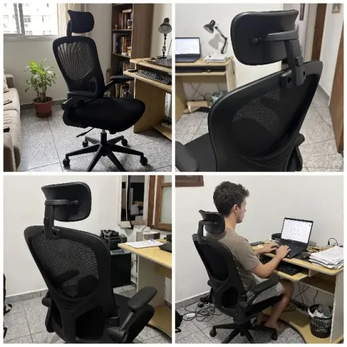 Cadeira Office Ergonômica Mesh Reclinável - Apoio Lombar e Cabeça