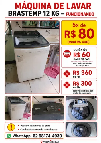 Máquina de Lavar Brastemp 12kg - funcionando