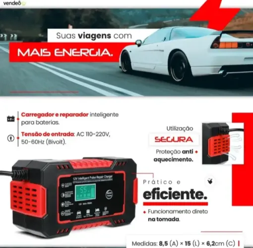 Carregador de bateria universal 12v com garantia