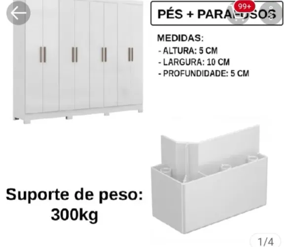 Kit com 8 pés para guarda roupas,racismo,armários em ABS