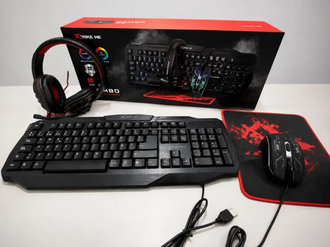 Kit Gamer X Strike Me Completo - Teclado + Mouse + Headset + Mouse Pad