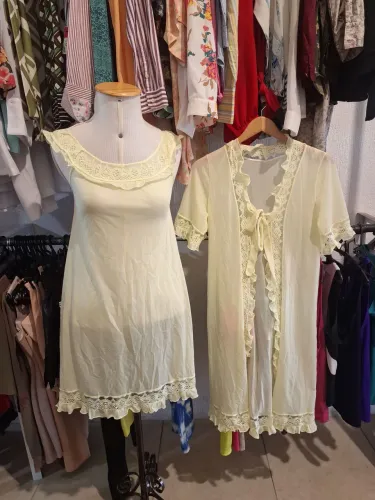 Camisola com Penhoar Vintage Anos 80 CGC Sinhá Moça - Tam P/M