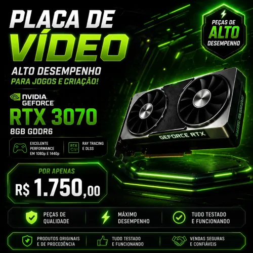 Placa de Vídeo NVIDIA GeForce RTX 3070 8GB GDDR6 - Excelente Estado!