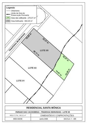 Lote Residencial no Cond. Santa Mônica
