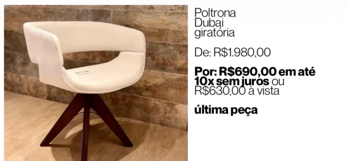 Poltrona giratória tecido linho