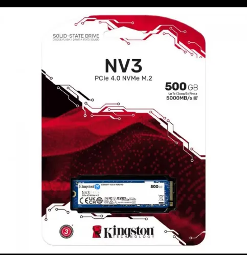 Ssd 500GB Kingston NV3, M.2 NVMe PCIe 4.0 x4,- SNV3S/500G - Original e Lacrado