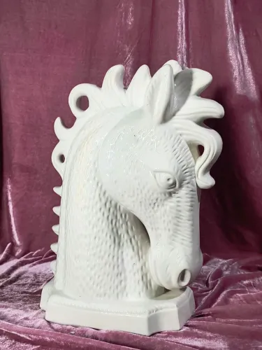 Cabeça de cavalo em faiança cerâmica linda decoração antigo antiquario decoração xadrez